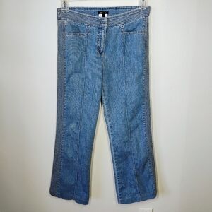 Escada Y2K Cropped Jeans Womens 38 US 6/8 Blue Pintuck Retro Medium Wash